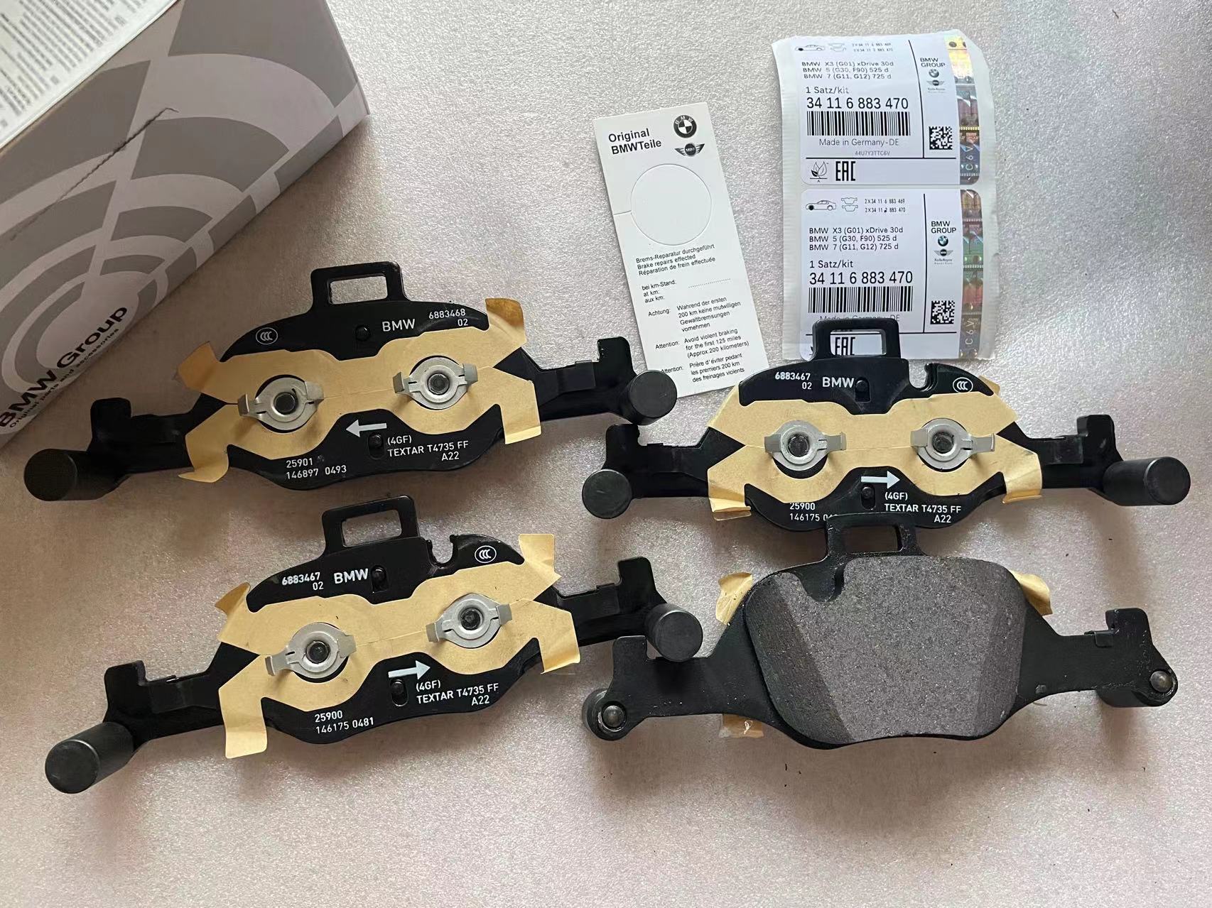 BMW Brake Pad Set  G20 G30  34116883470 34106898192 34116875396 34116875397 - Image 2